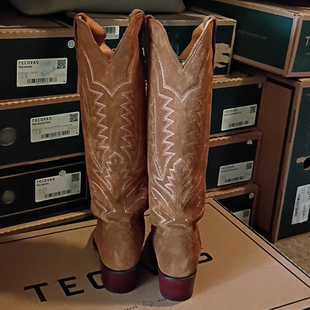 Tecovas Tan Suede Over-the-Knee Western Boots - Picture 4 of 5